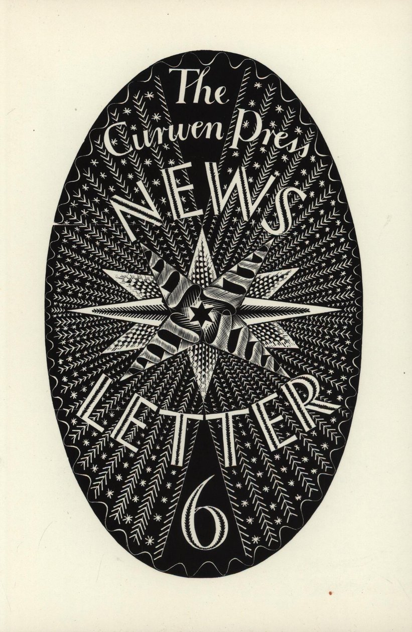Design för The Curwen Press News-Letter, nummer 6, 1934 (trägravyr) av Eric Ravilious