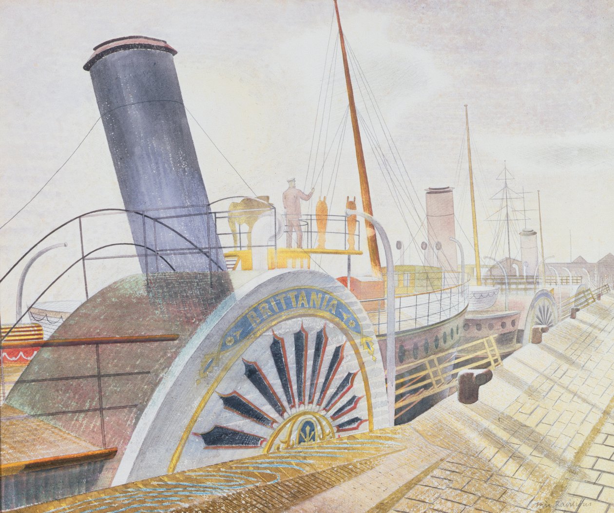 Paddle Steamers, Bristol Quay (wc) av Eric Ravilious