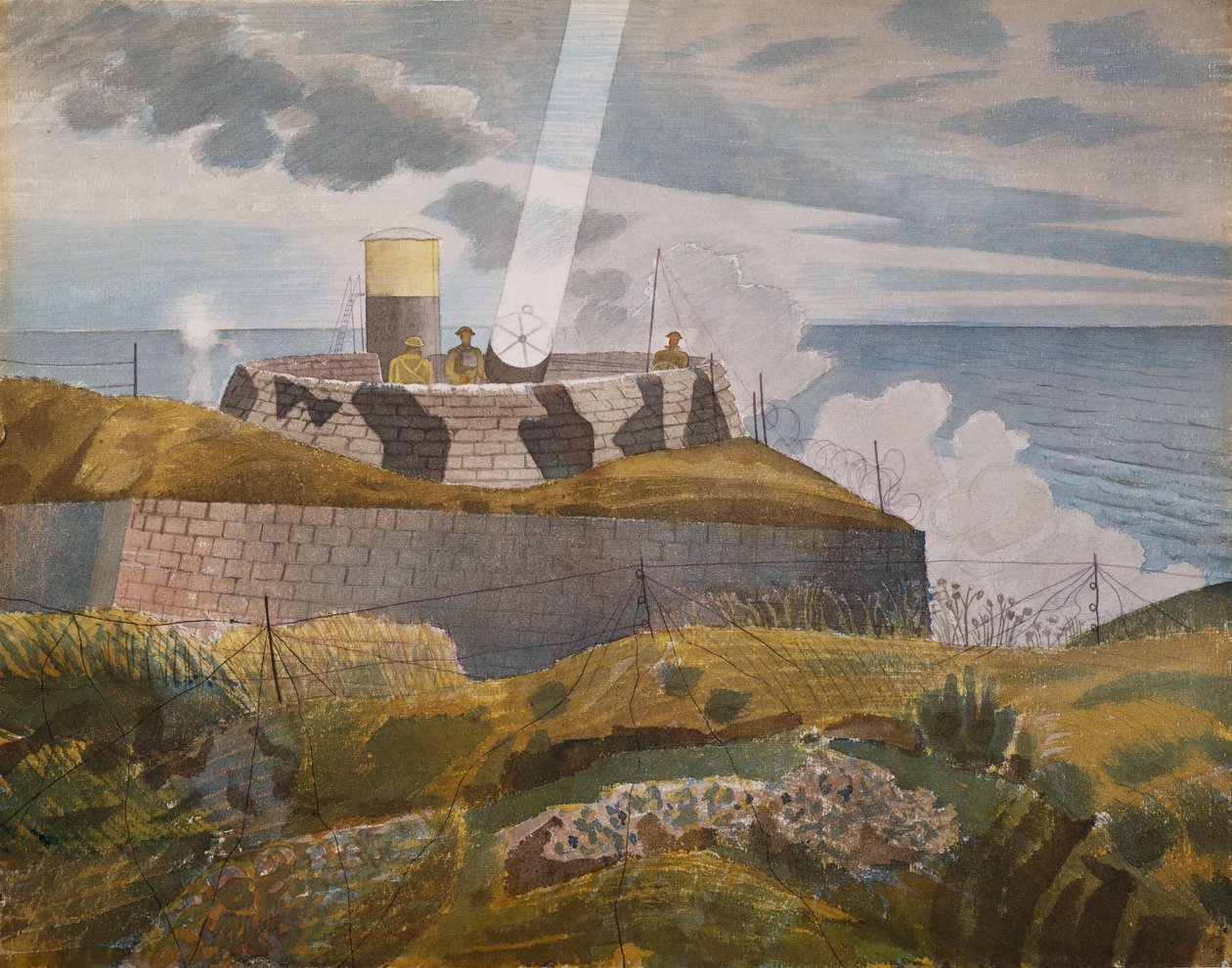 Sökljus i skymningen, oktober 1941 av Eric Ravilious