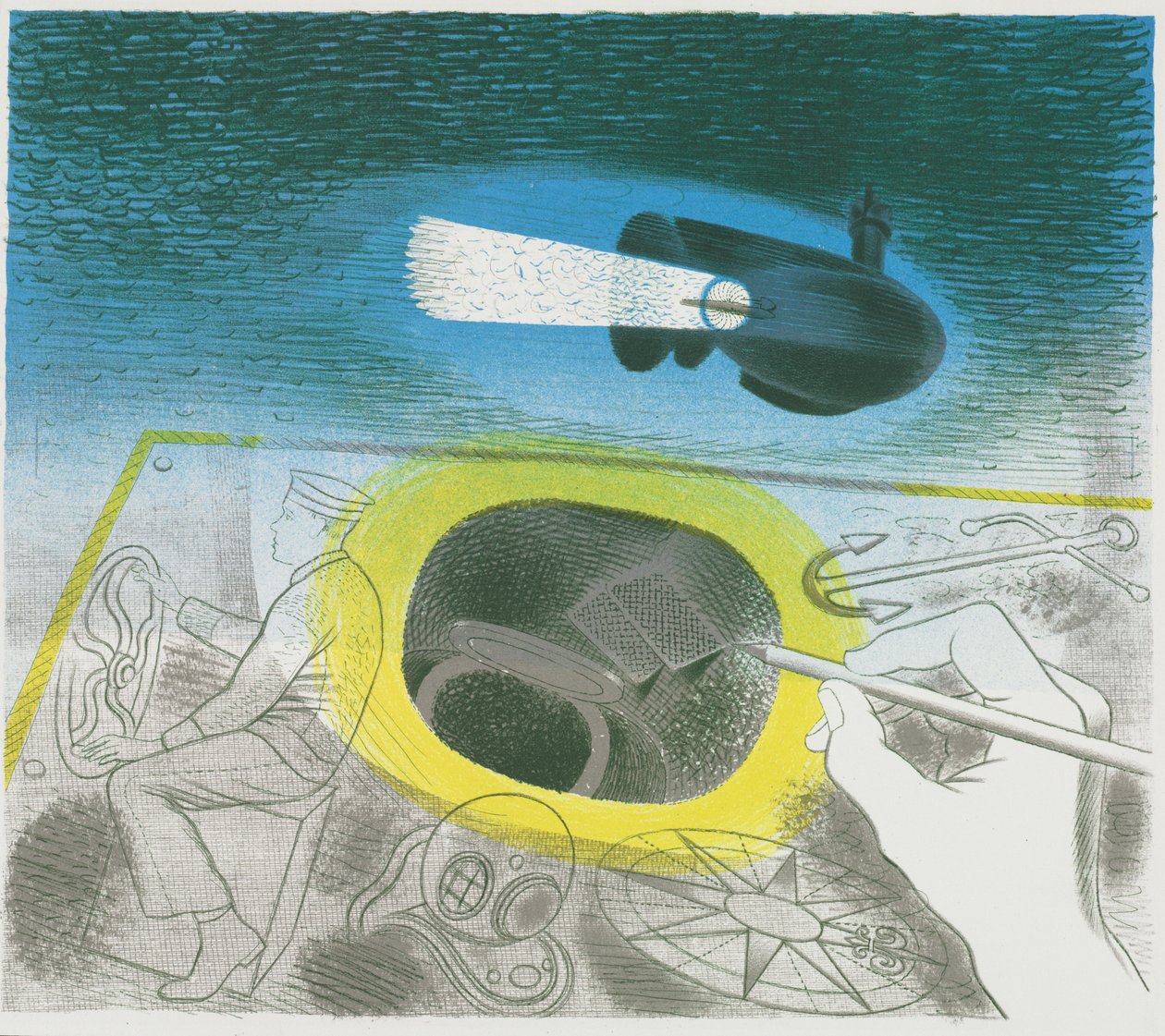 Submarine Series: Introduktionslitografi av Eric Ravilious