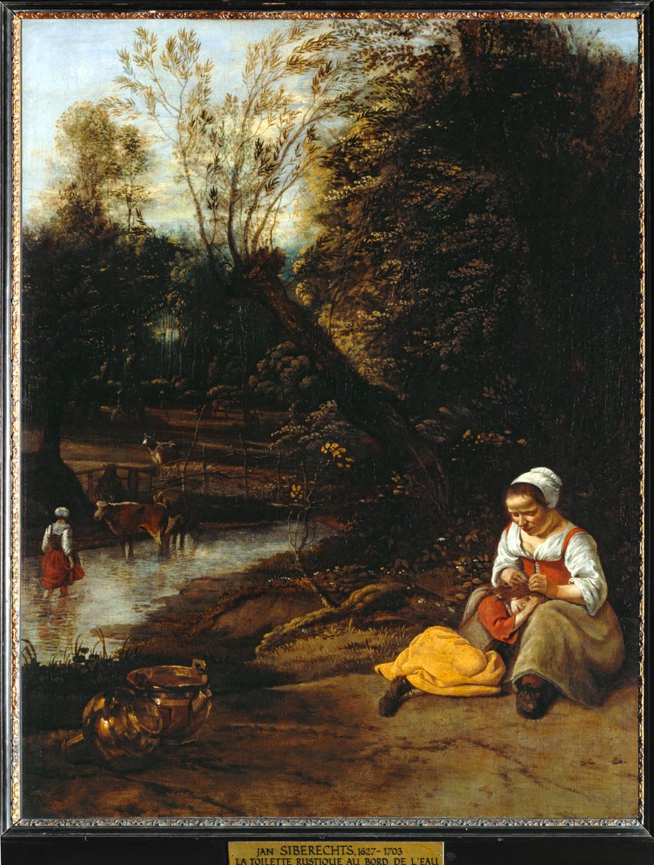 Kvinna avlusar en liten flicka vid vattnet ... av Erich Lessing