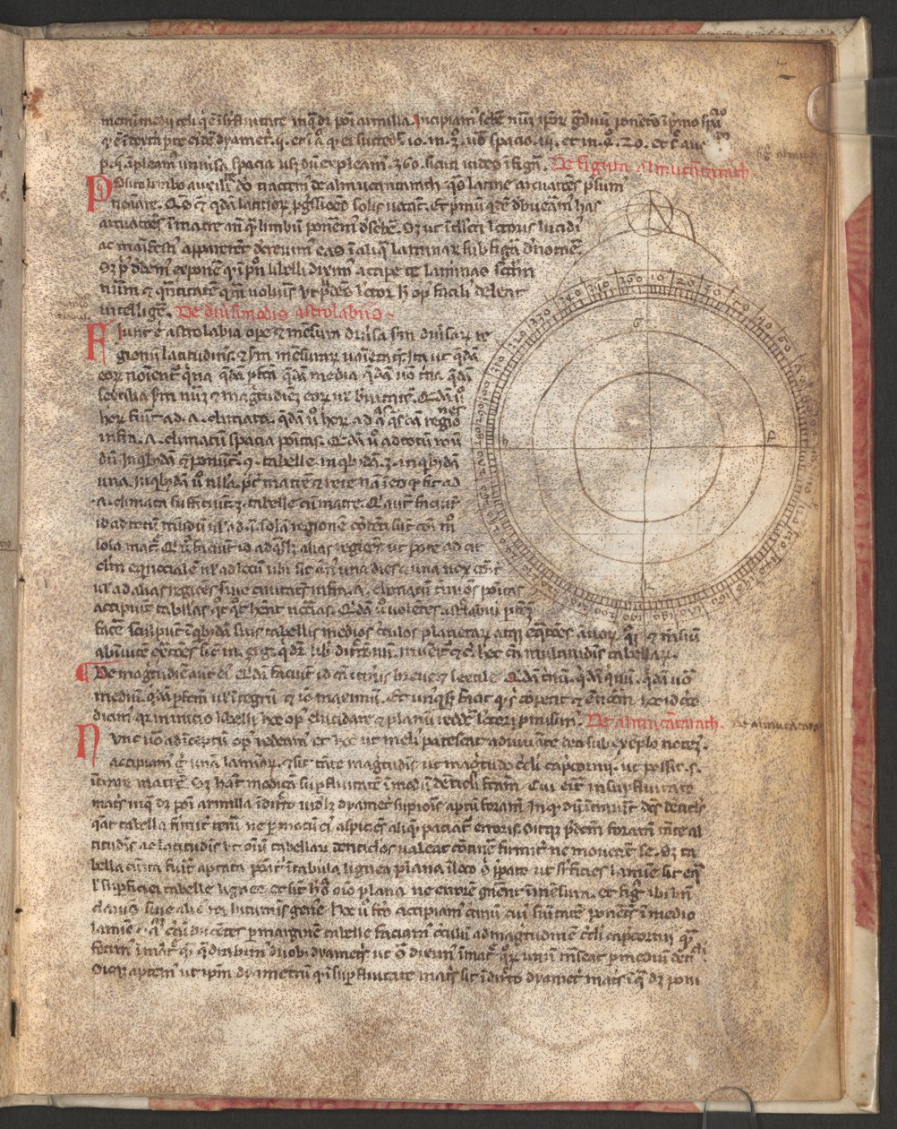 Helsida: text och schema: förklaring av astrolabiet, Johannes Hispanus, Liber Astrolabii, Italien av Erich Lessing