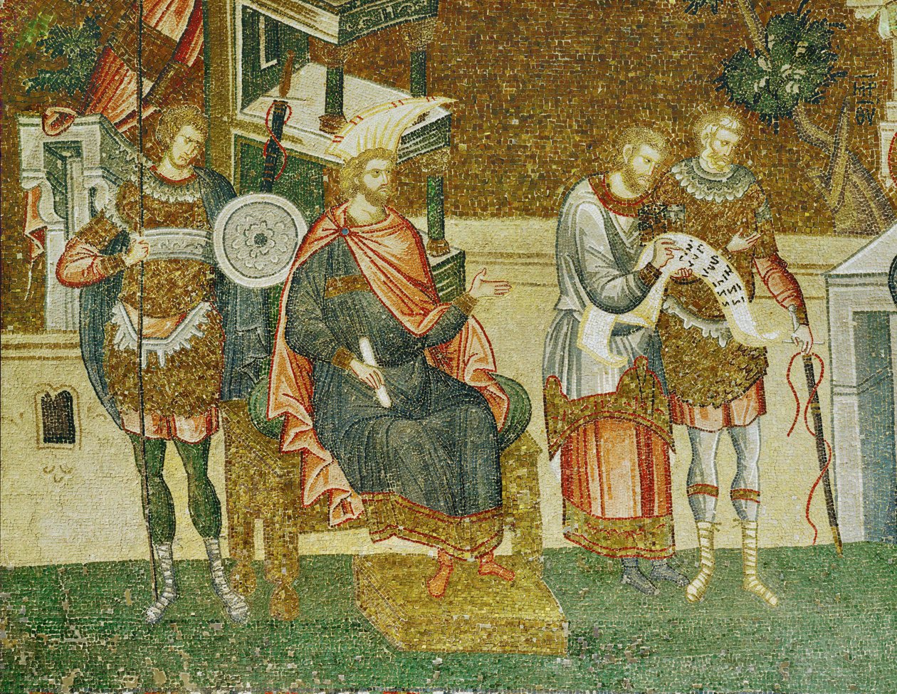 Guvernör Cyrenus, en vakt och tjänstemännen som läser upp namnuppropet för den allmänna folkräkningen av Erich Lessing