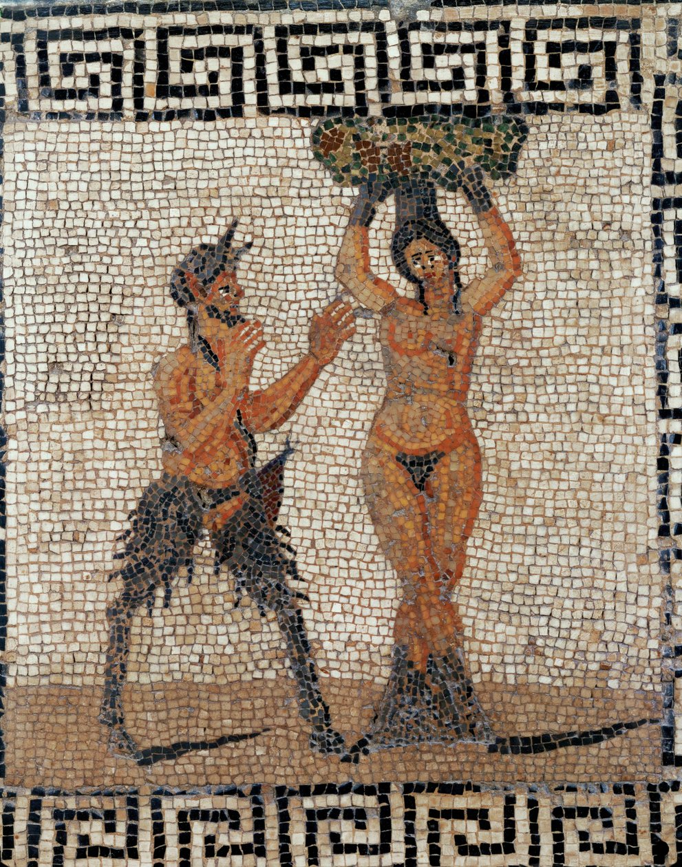 Satyr och nymf. Mosaik från Pompeji, Italien av Erich Lessing