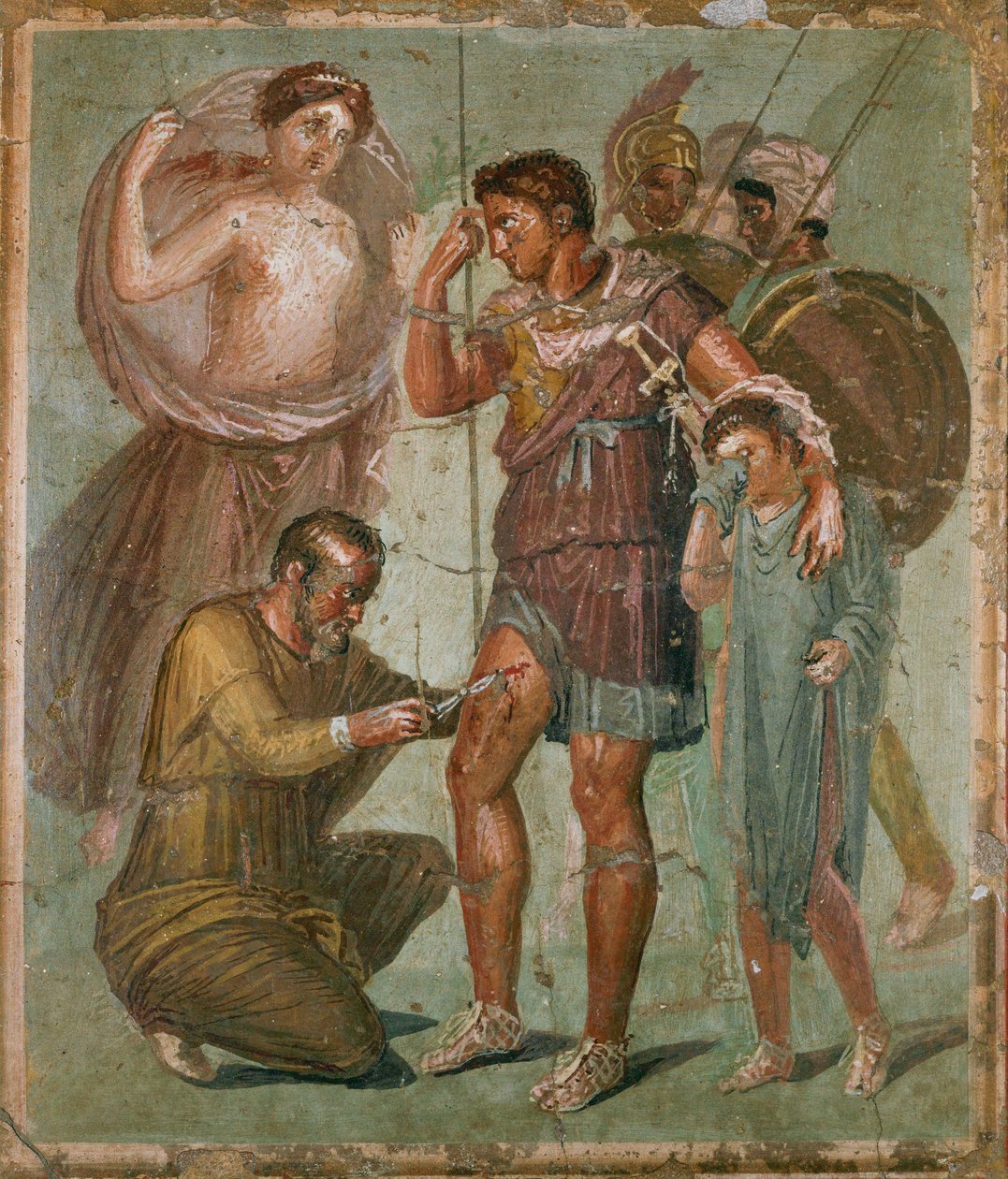 Sårad Aeneas mellan Venus och Ascanius, från Casa di Sirico av Erich Lessing