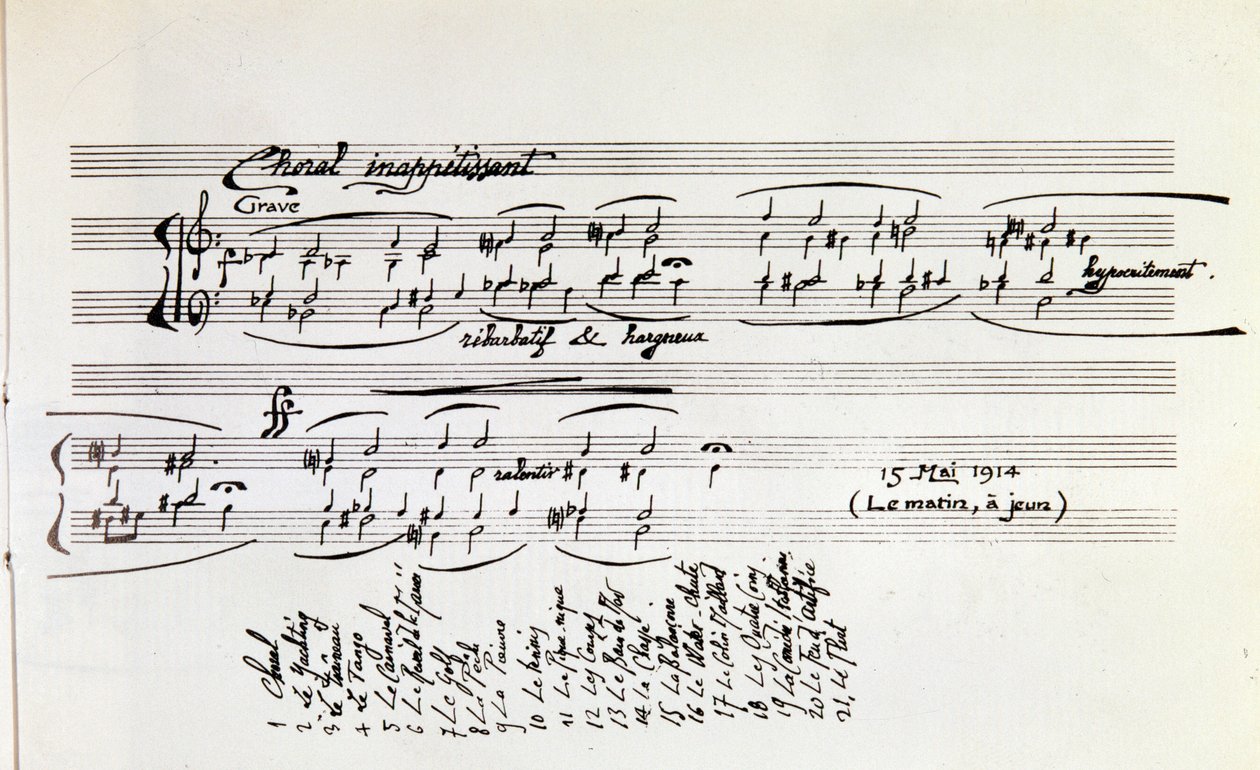 Detalj av musikaliska partitur av Sport och underhållning av Erik Satie av Erik Satie