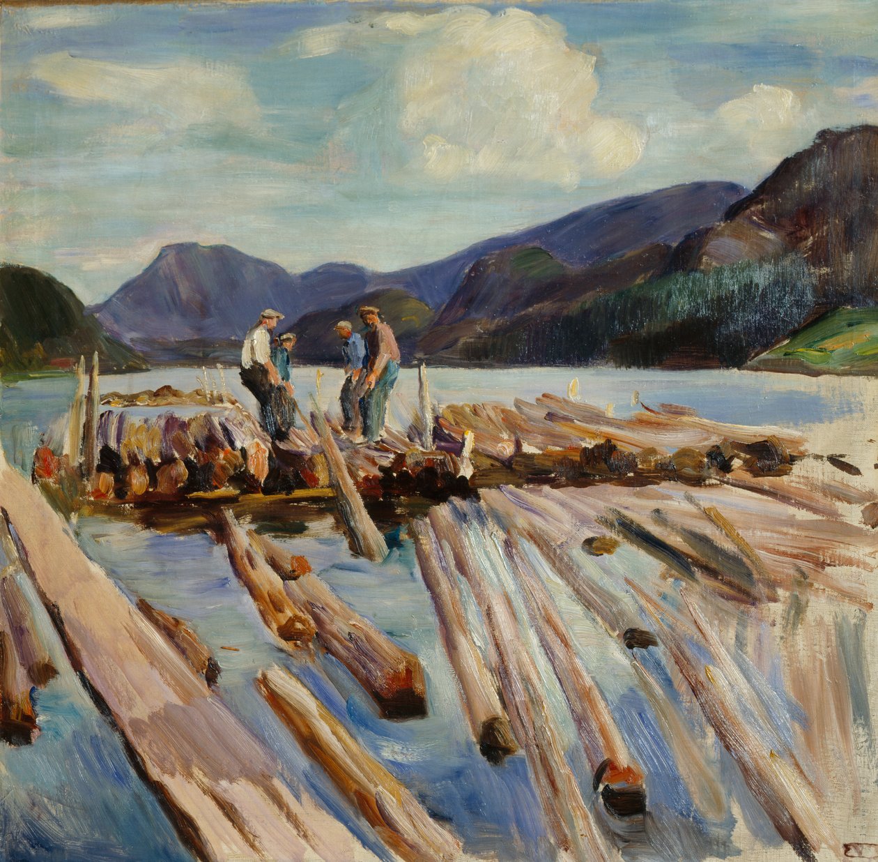Körstockar i Kviteseid (Flytande timmer) av Erik Theodor Werenskiold