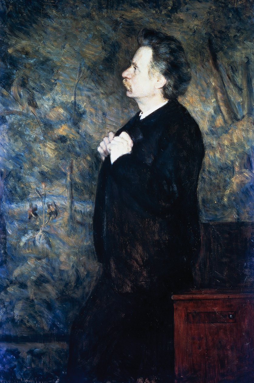 Porträtt av den norske kompositören och pianisten Edvard Grieg (Bergen av Erik Theodor Werenskiold
