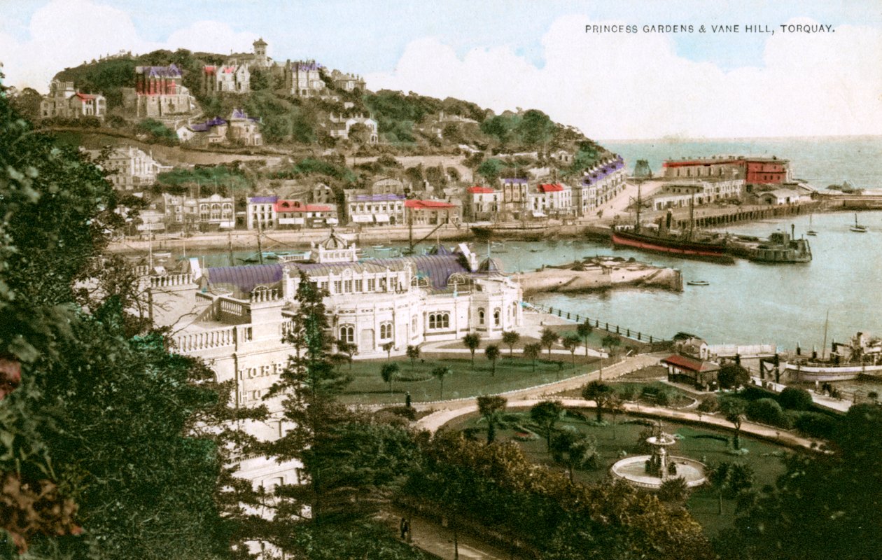 Princess Gardens and Vane Hill, Torquay, Devon, tidigt 1900-tal. av Ern Bishop