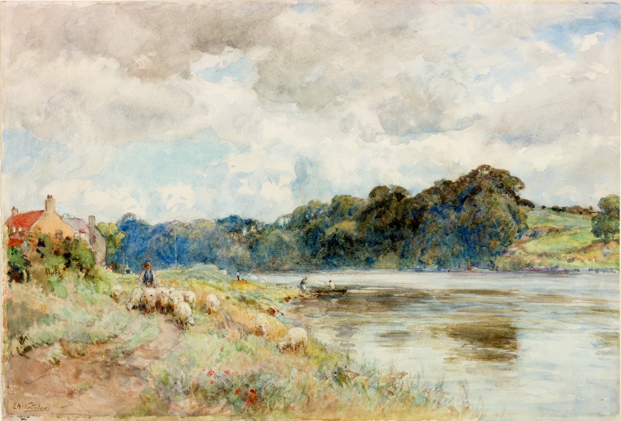On the Coquet (penna och akvarell ombord) av Ernest Albert Waterlow