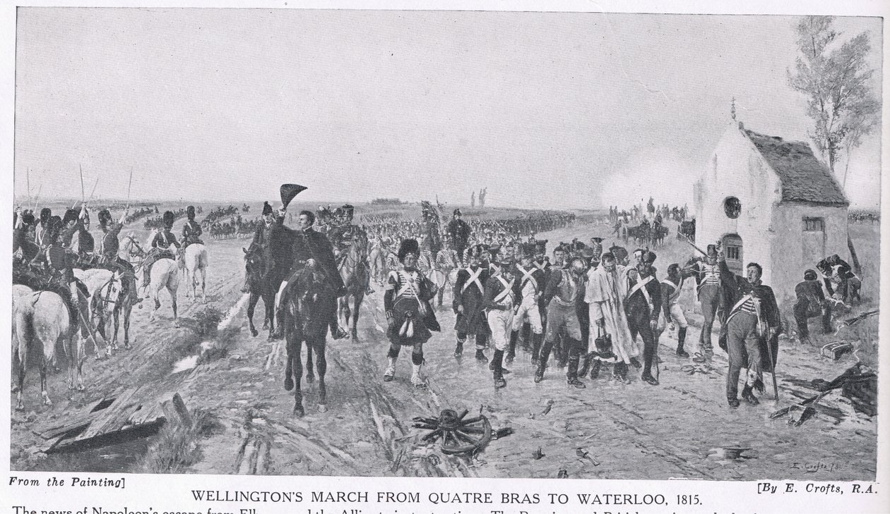 Wellingtons mars från Quatre Bras till Waterloo, 1815, illustration från 