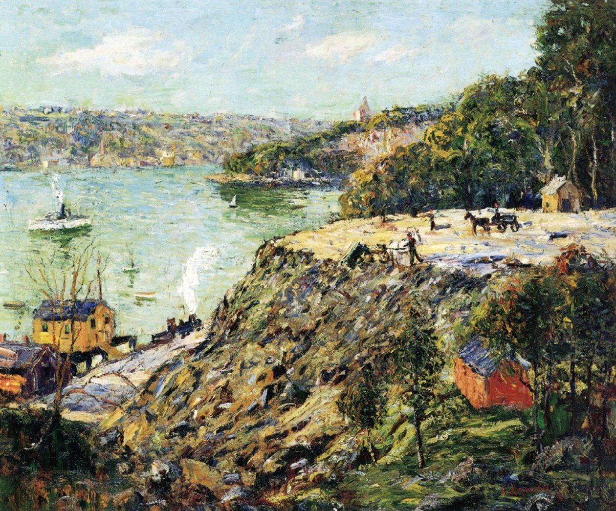 På andra sidan floden, New York, omkring 1910 av Ernest Lawson