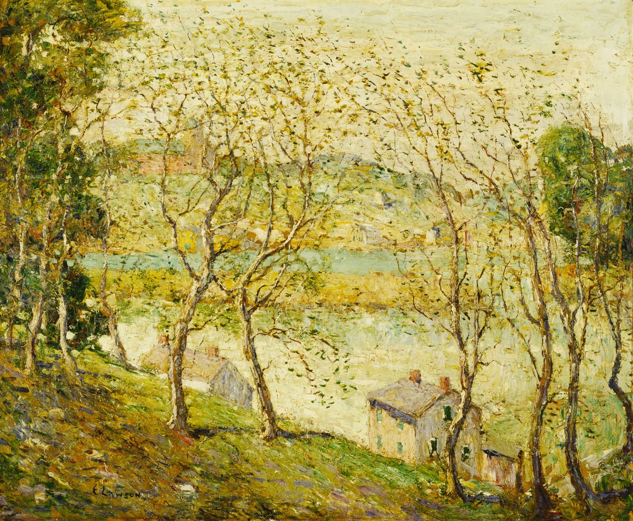 Springtime, Harlem River av Ernest Lawson