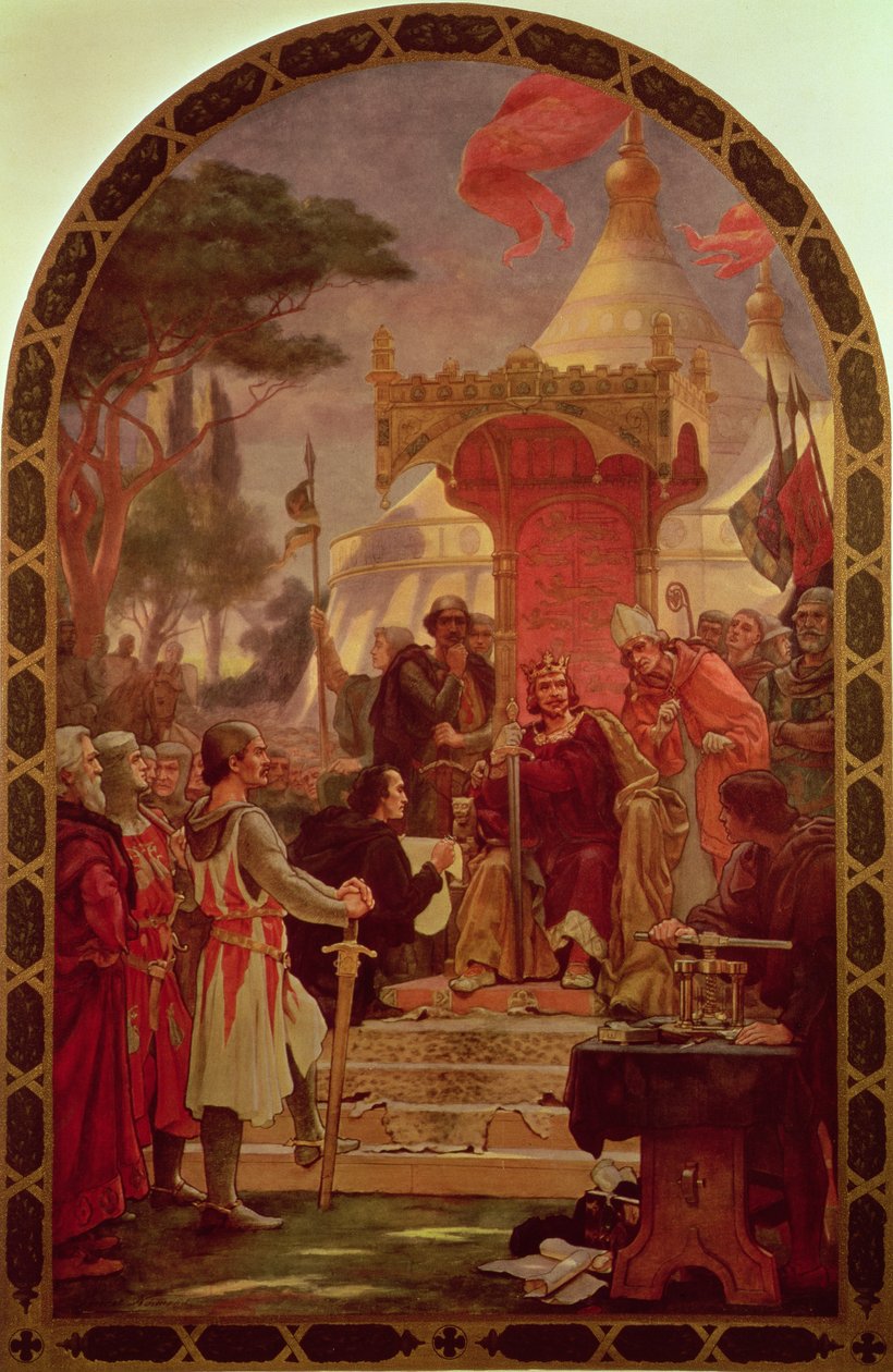 King John Granting the Magna Carta 1215, 1900 av Ernest Normand