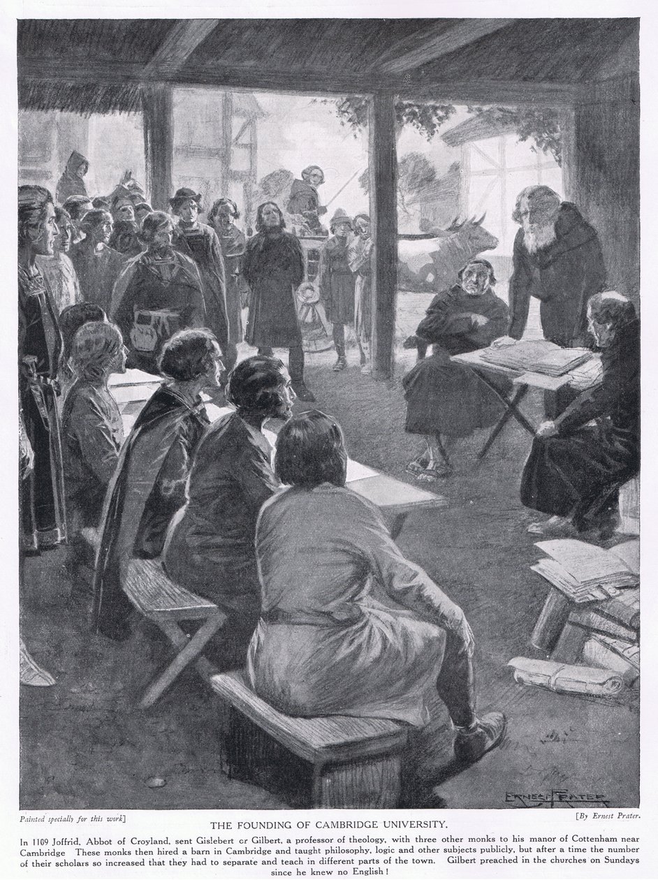 Grundandet av Cambridge University AD1109, 1920-talet av Ernest Prater