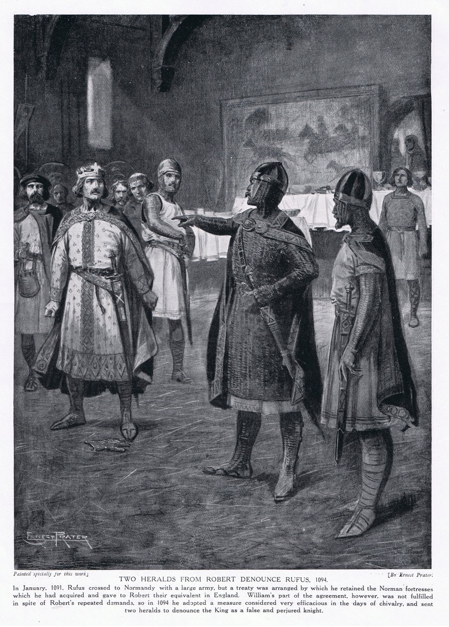 Två härolder från Robert fördömer Rufus AD1094, 1920-talet av Ernest Prater
