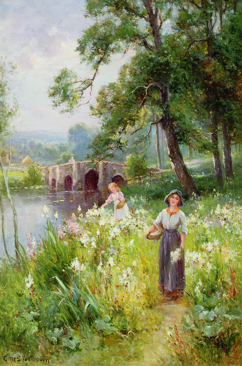 Plocka blommor vid floden av Ernest Walbourn