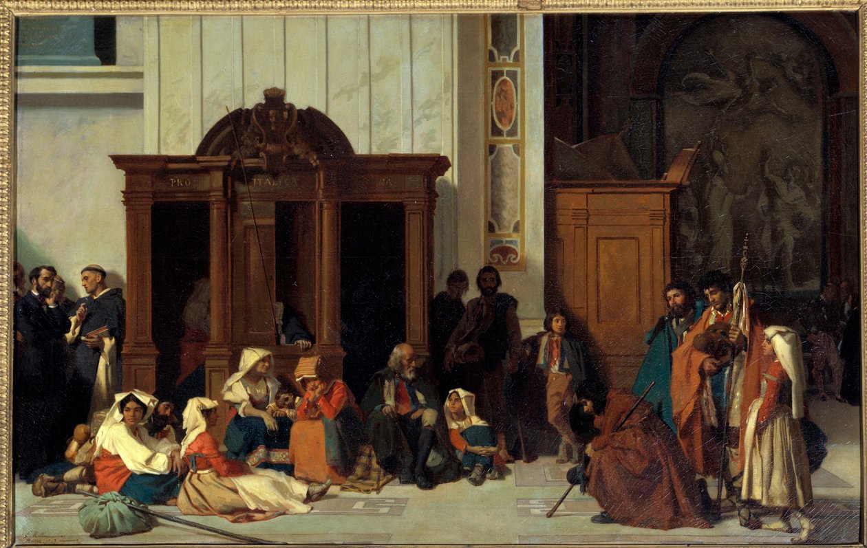 En biktskrift av Peterskyrkan i Rom, påskmålning av Emile Ernest Hillemacher (1818-1887) 1847 Sön. 0,68x1,05 m Paris, Musee d