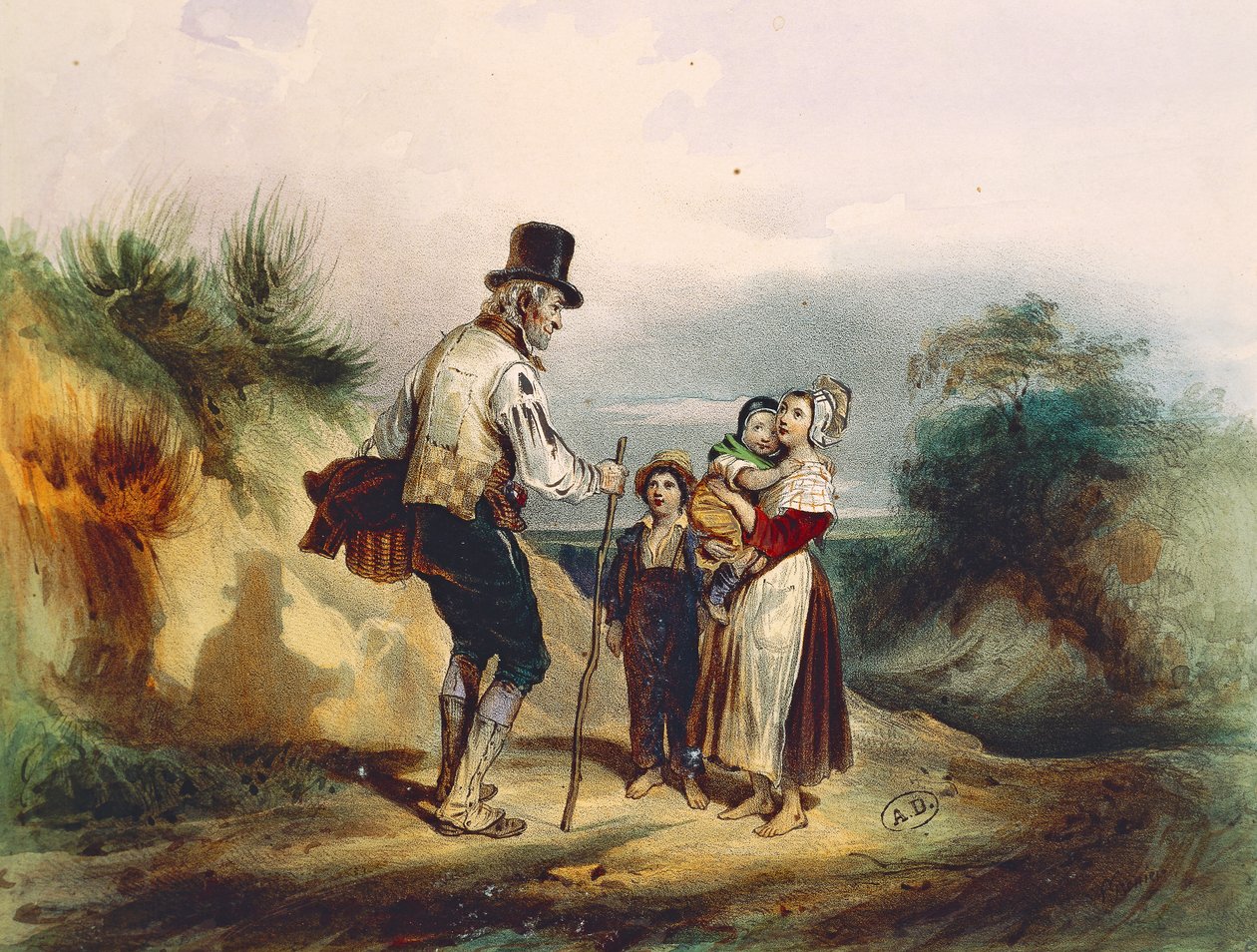 Genvägen, illustration av akvarell av Ernest Grenier för Les Miserables av Victor Hugo (1802-1885) av Ernest (after) Grenier