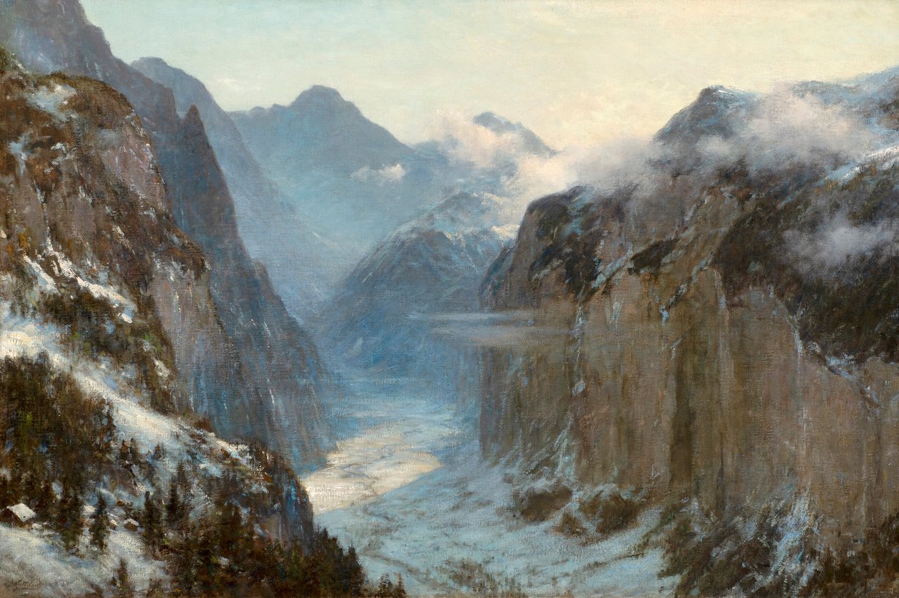 "I hans hand är jordens djupa platser" (olja på duk) av Ernest Albert Waterlow