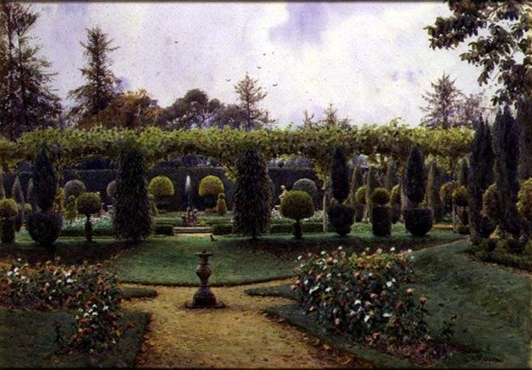 Grey Day, Brockenhurst, Hampshire (akvarell) av Ernest Arthur Rowe