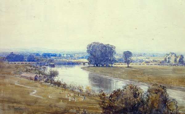 Panoramavy (akvarell på papper) av Arthur Streeton