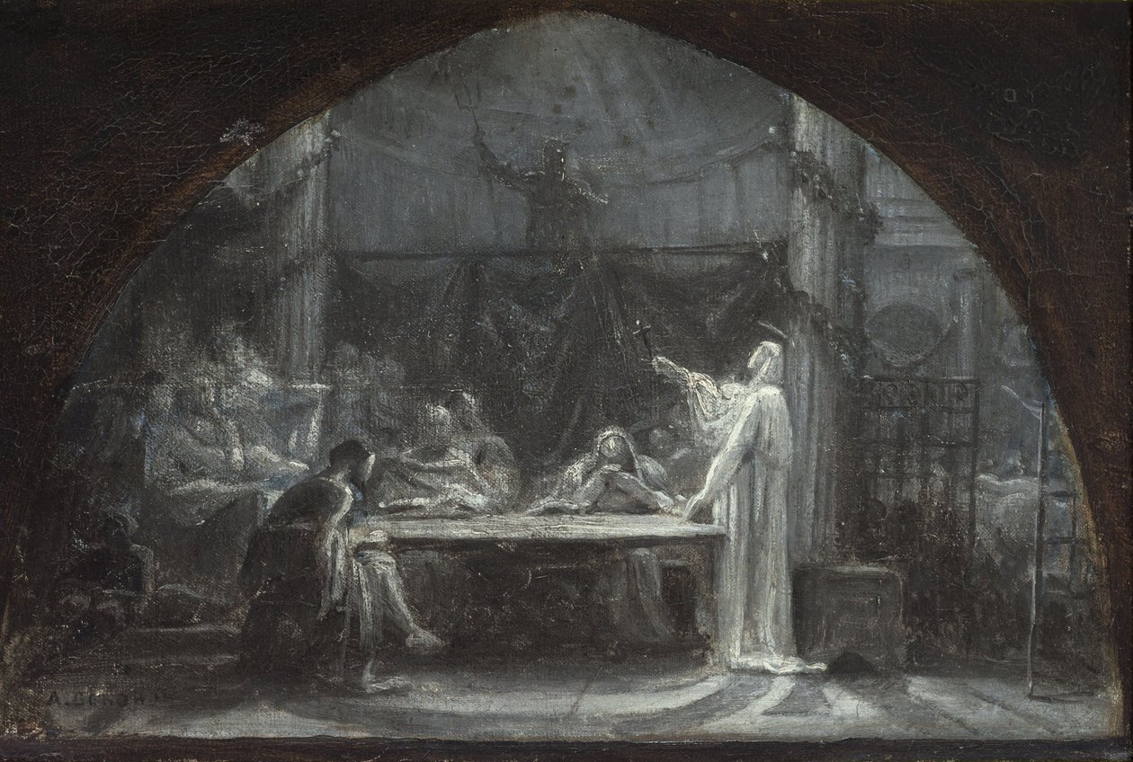 Skisser till kyrkan i Saint-Gervais-Saint-Protais, ca 1863 (olja på duk) av Ernest Augustin Gendron