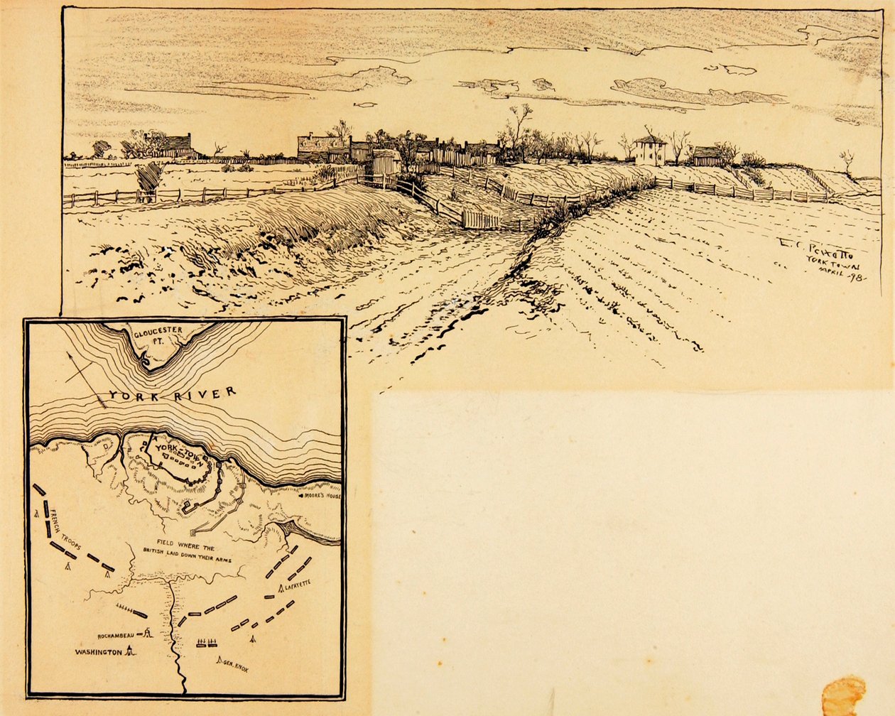 Nuvarande utseende av brittisk förskansning, Yorktown av Ernest C. Peixotto