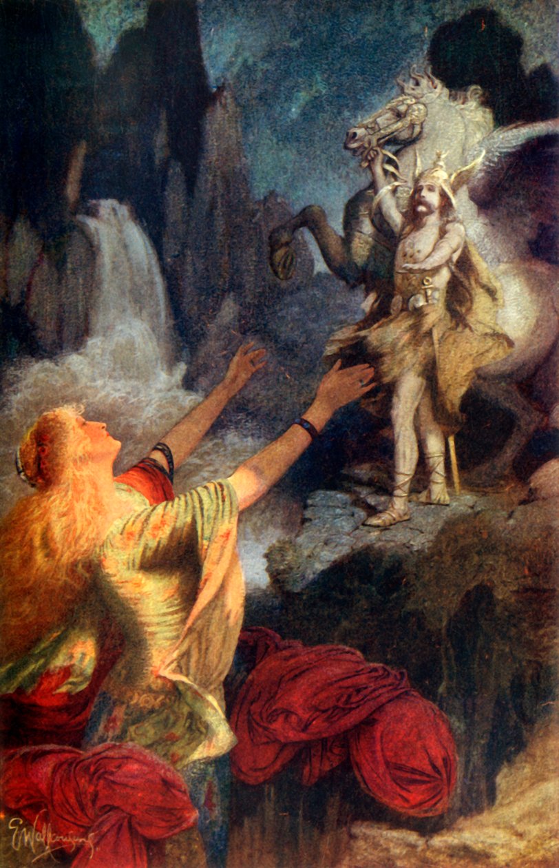 "Hundingsbanes återkomst till Valhalla", 1912. av Ernest Charles Wallcousins