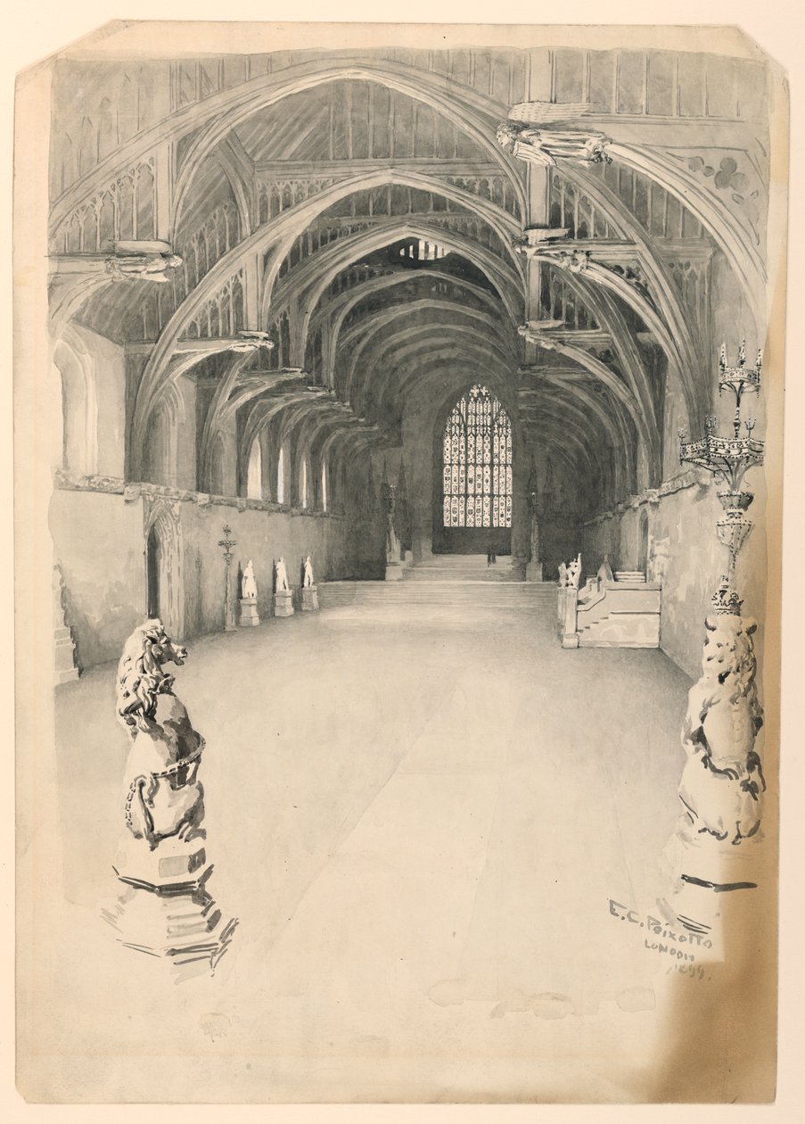 Interiör av Westminster Hall av Ernest Clifford Peixotto