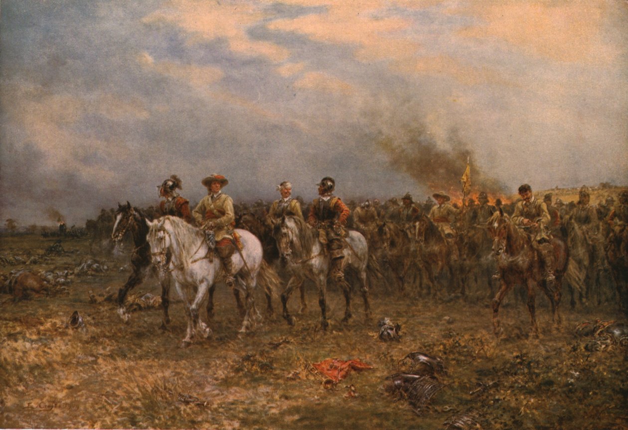 Cromwell vid Marston Moor, 1909, c1930. av Ernest Crofts
