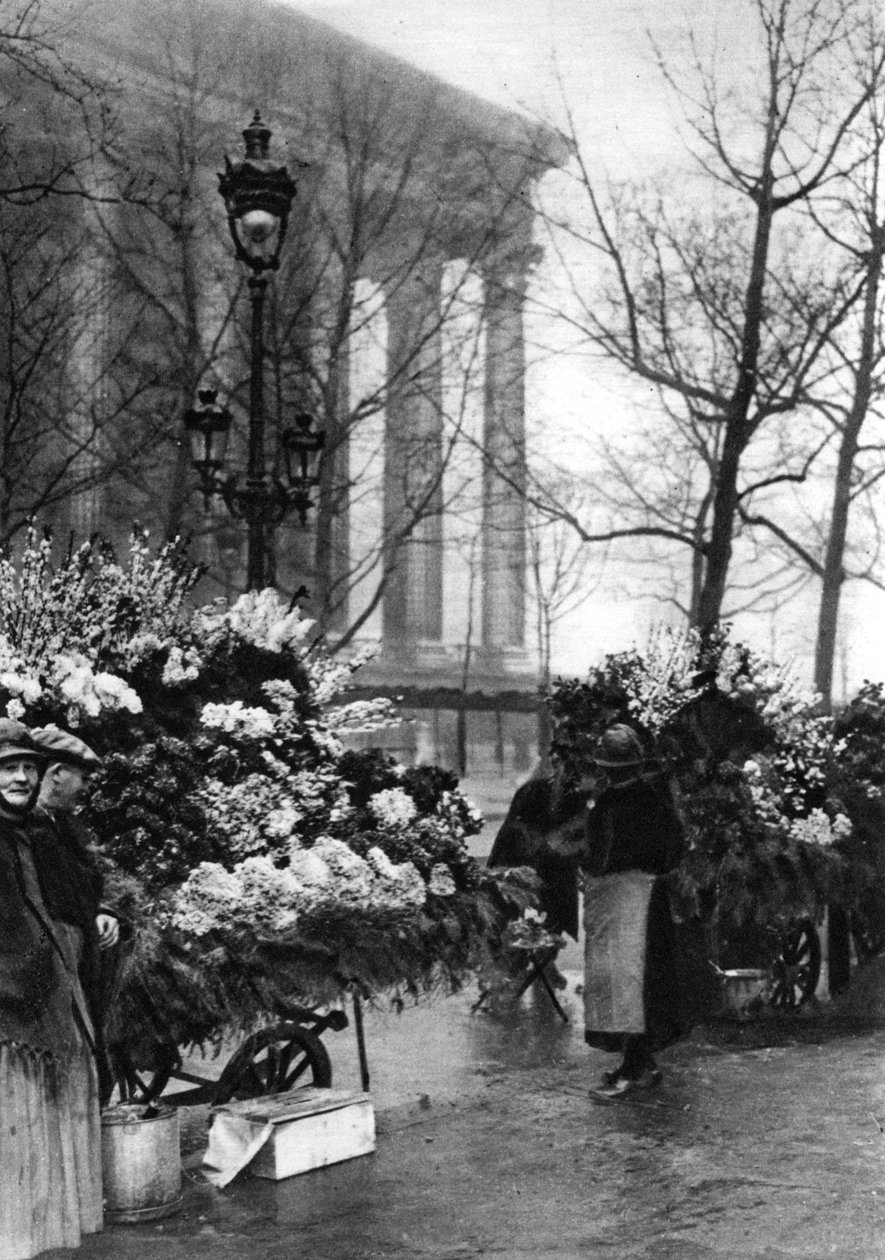 Blomstermarknad på Madeleine, Paris, 1931 av Ernest Flammarion