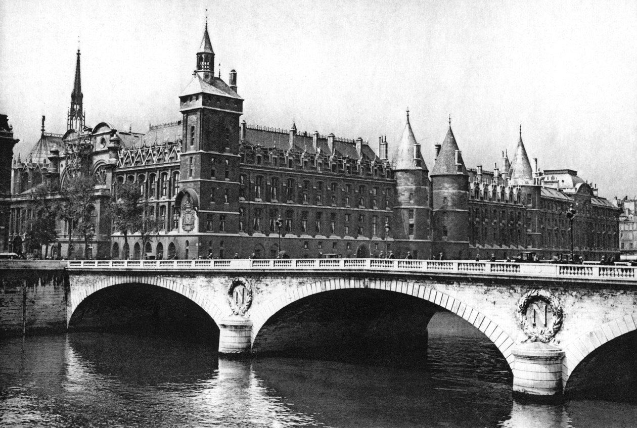 Utsikt över domstolen och Pont Neuf från floden Seine, Paris, 1931. av Ernest Flammarion