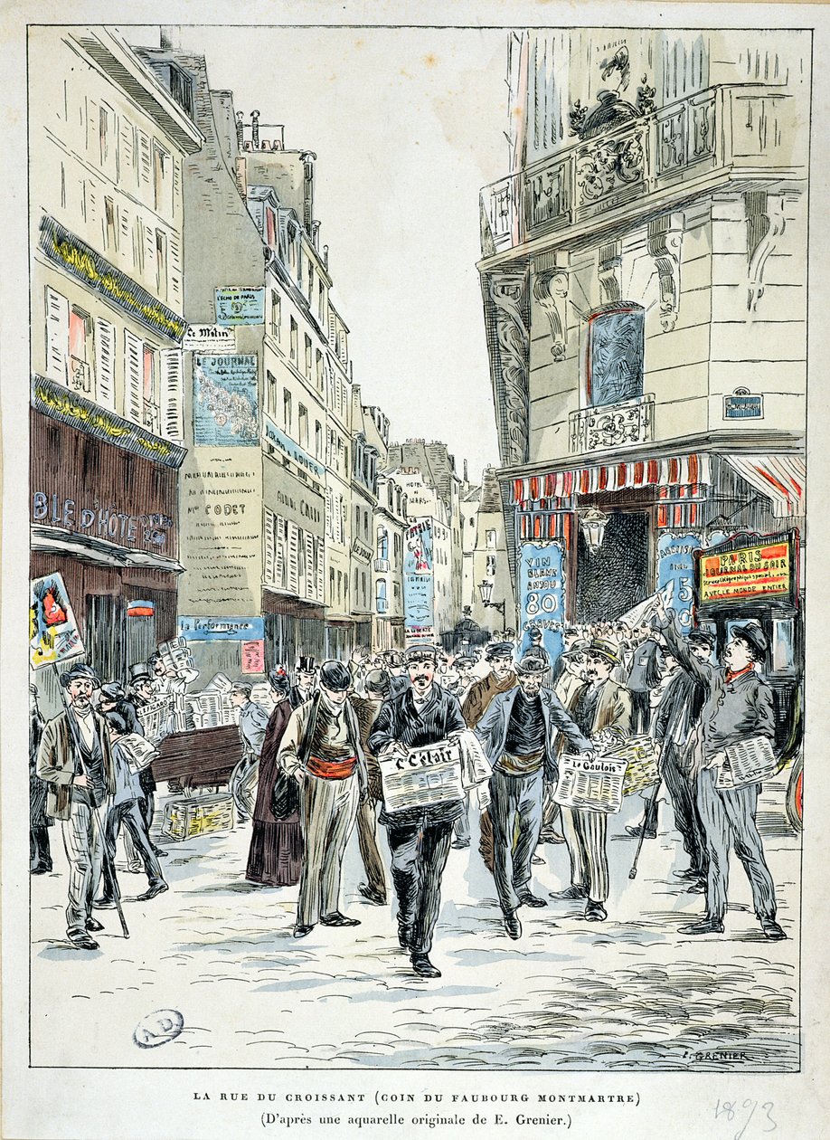 Utsikt över Rue de Croissant i det 11:e arrondissementet i Paris, 1893 av Ernest Grenier