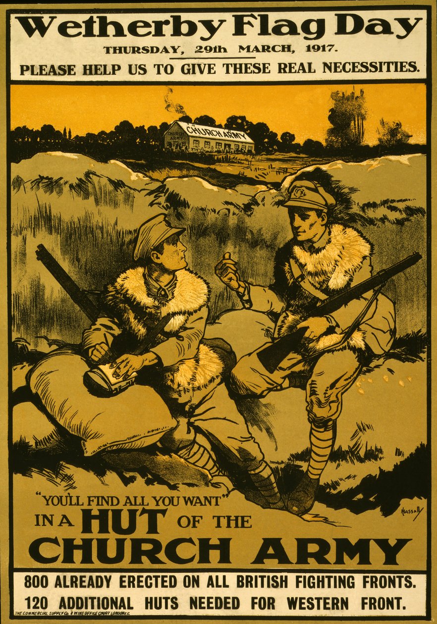 Affisch för Wetherby Flag Day, torsdagen den 29 mars 1917, pub. 1917 av Ernest Hasseldine