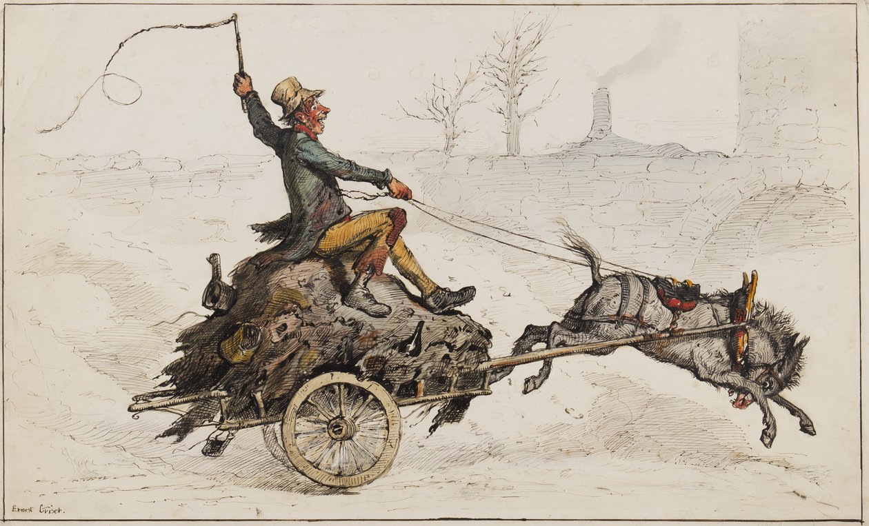Off Home (bläck & wc på papper) av Ernest Henry Griset