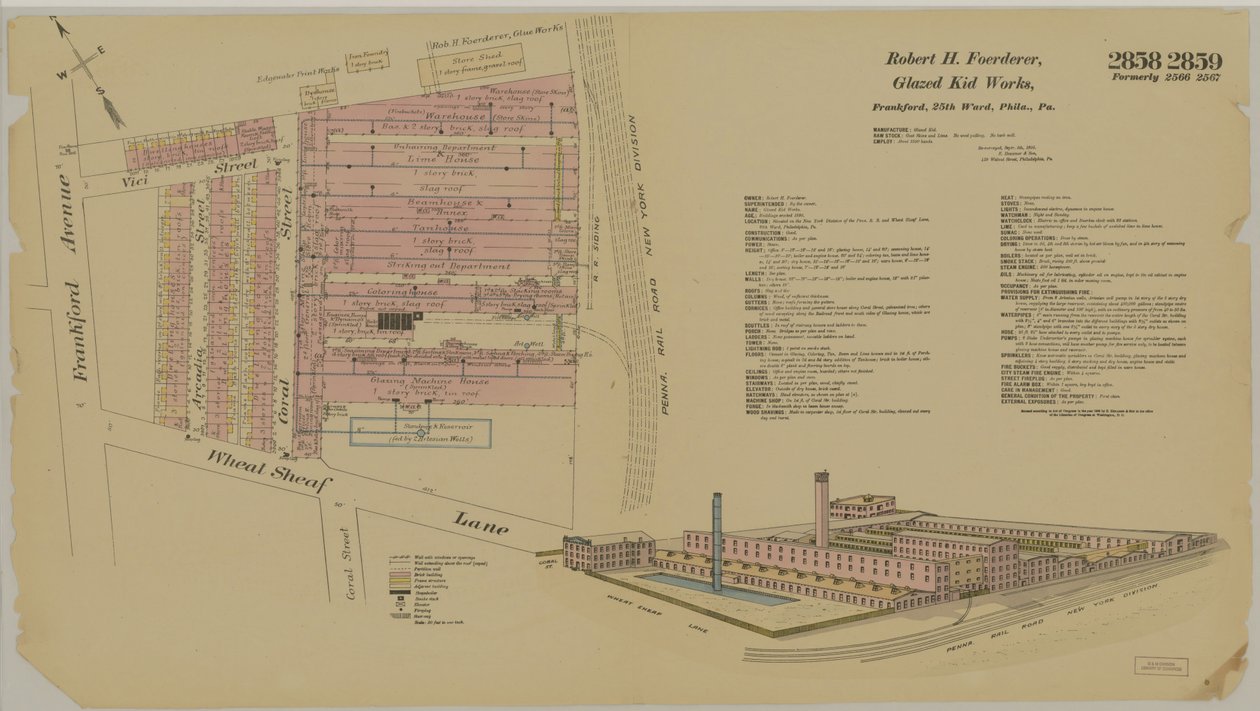 Frankford Ave. och Wheatsheaf Lane, Hexamer General Surveys, 1895 av Ernest Hexamer