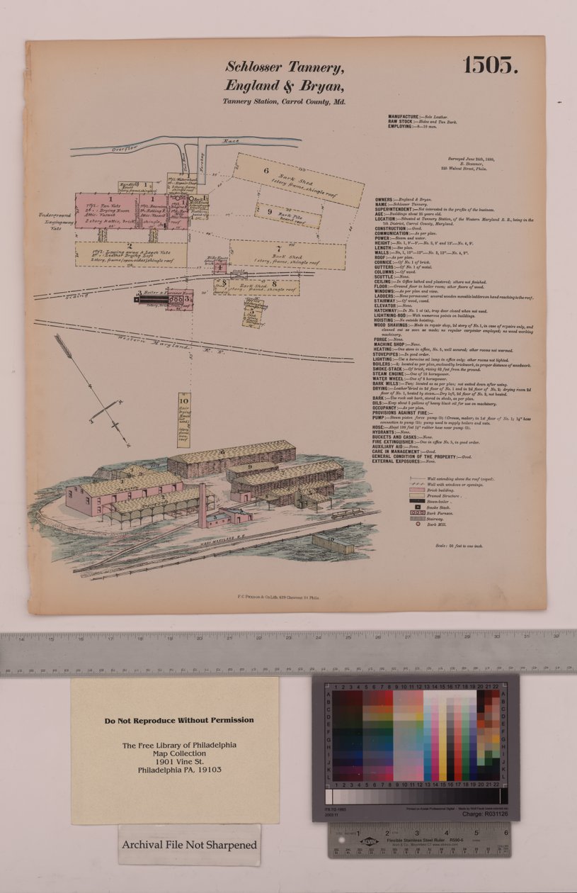 Schlosser Tannery, England och Bryan Tannery Station, Maryland, Hexamer General Surveys, 1880 av Ernest Hexamer