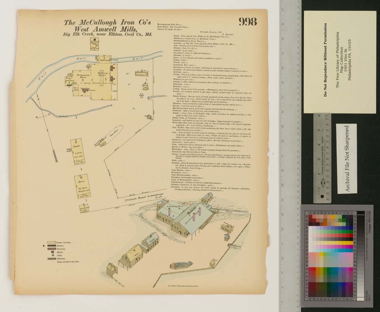 West Amwell Mill, Big Elk Creek, Maryland, Hexamer General Surveys, 1876 av Ernest Hexamer