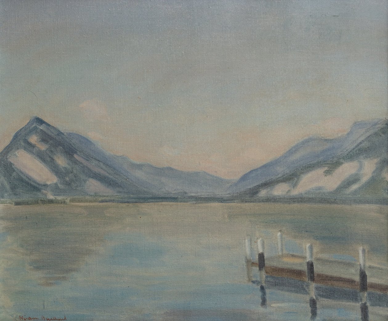 Lake Thun (olja på duk) av Ernest Hiram Brülhart