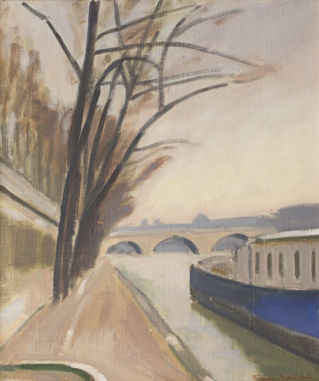 Paris, Seines strand, ca 1920-30 (olja på duk) av Ernest Hiram Brülhart