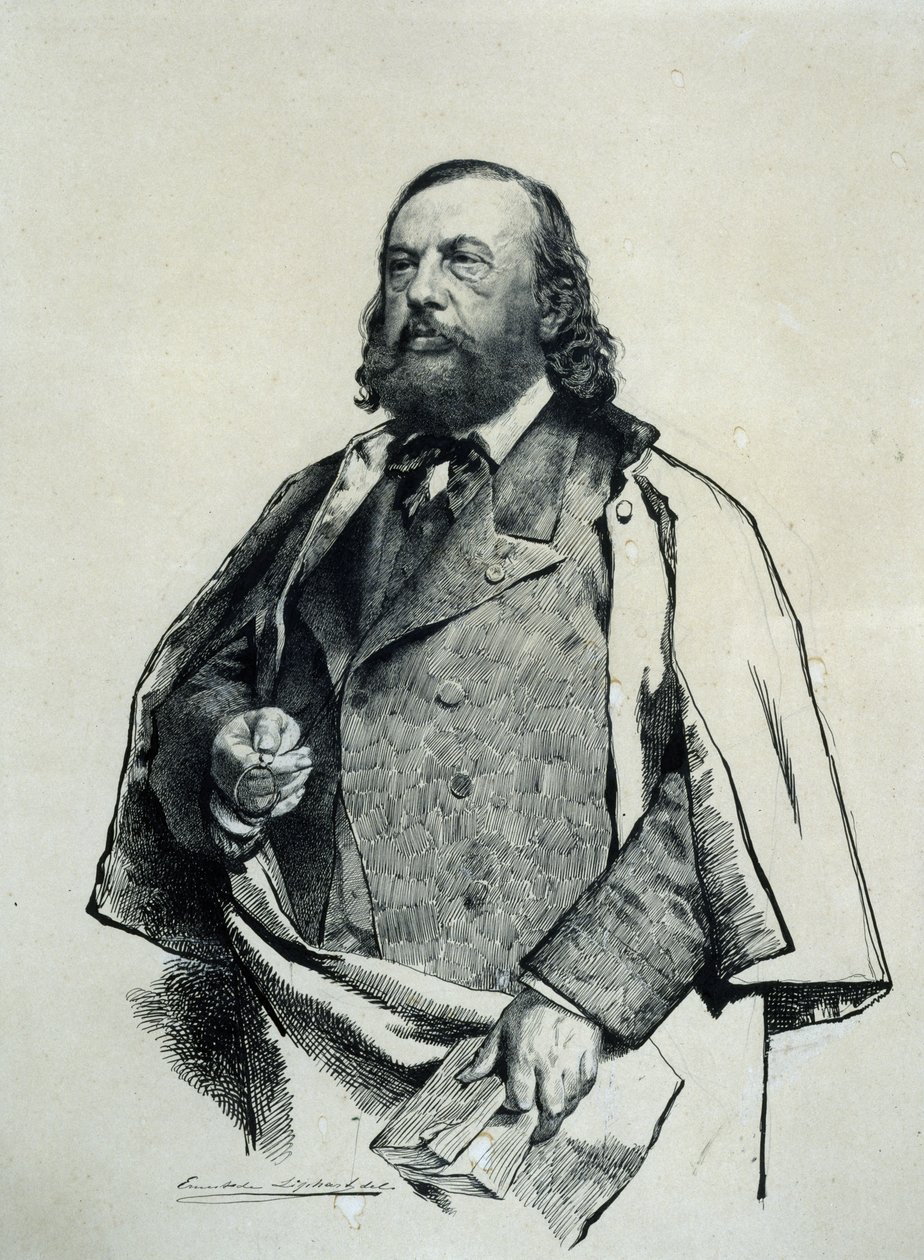 Porträtt av poeten Théophile Gautier 1811-1872, 1879. av Ernest Karlovich Liphart