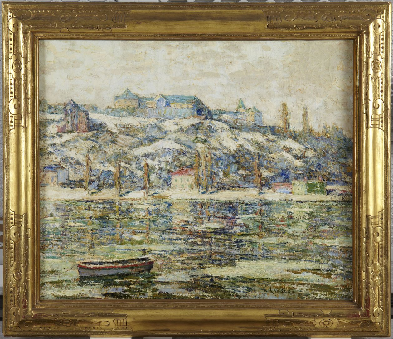 Harlem River i snö av Ernest Lawson