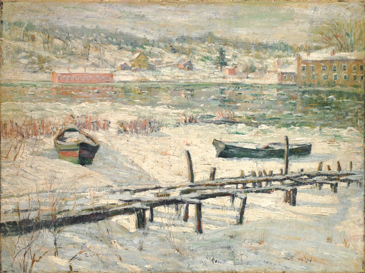 Harlem River in Winter, ca 1907 (olja på duk) av Ernest Lawson