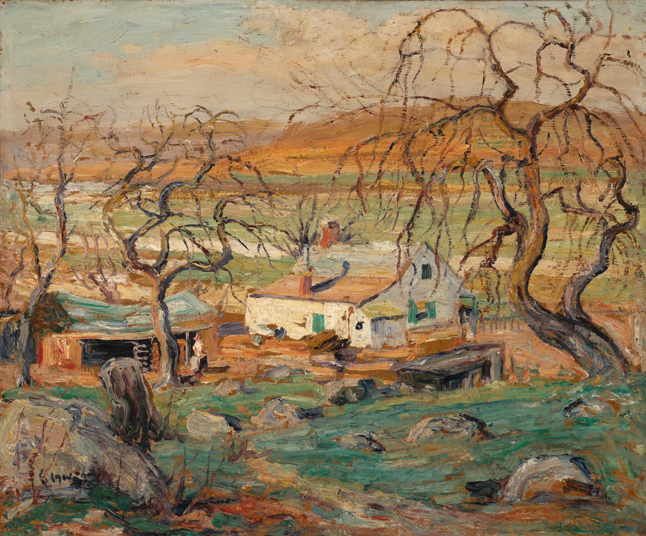 Landskap med knotiga träd av Ernest Lawson