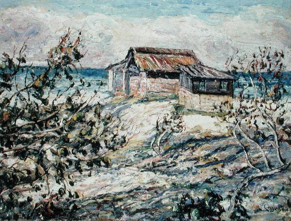 Ocean Shack, Key West, Florida (olja på duk) av Ernest Lawson