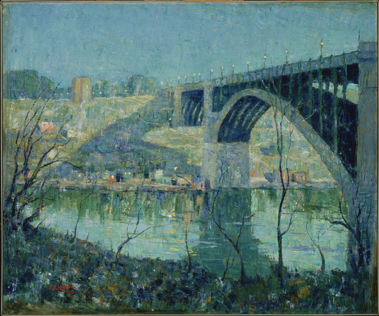 Vårnatt, Harlem River av Ernest Lawson