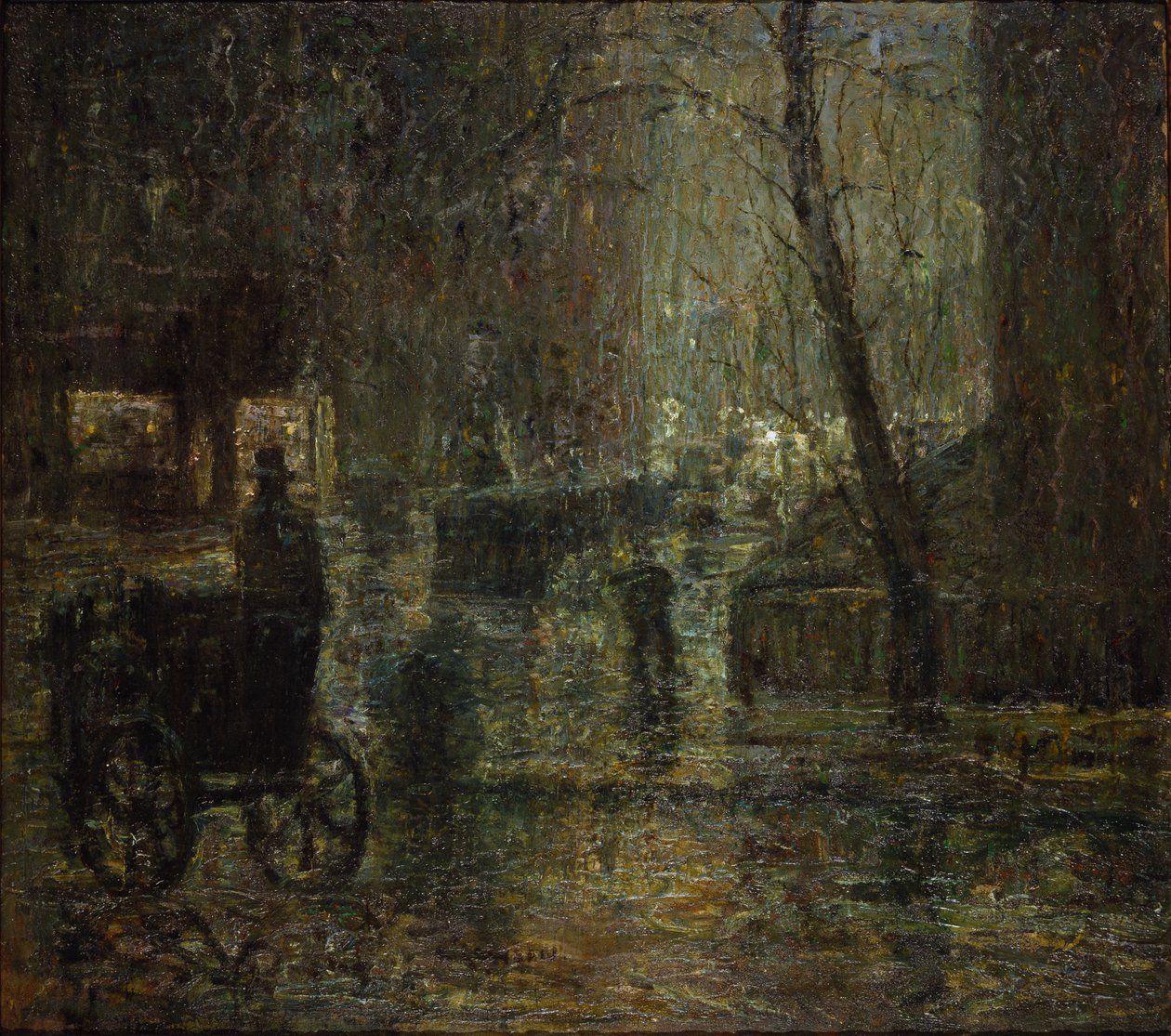 Våt natt, Gramercy Park (efter regn, Nocturne) av Ernest Lawson