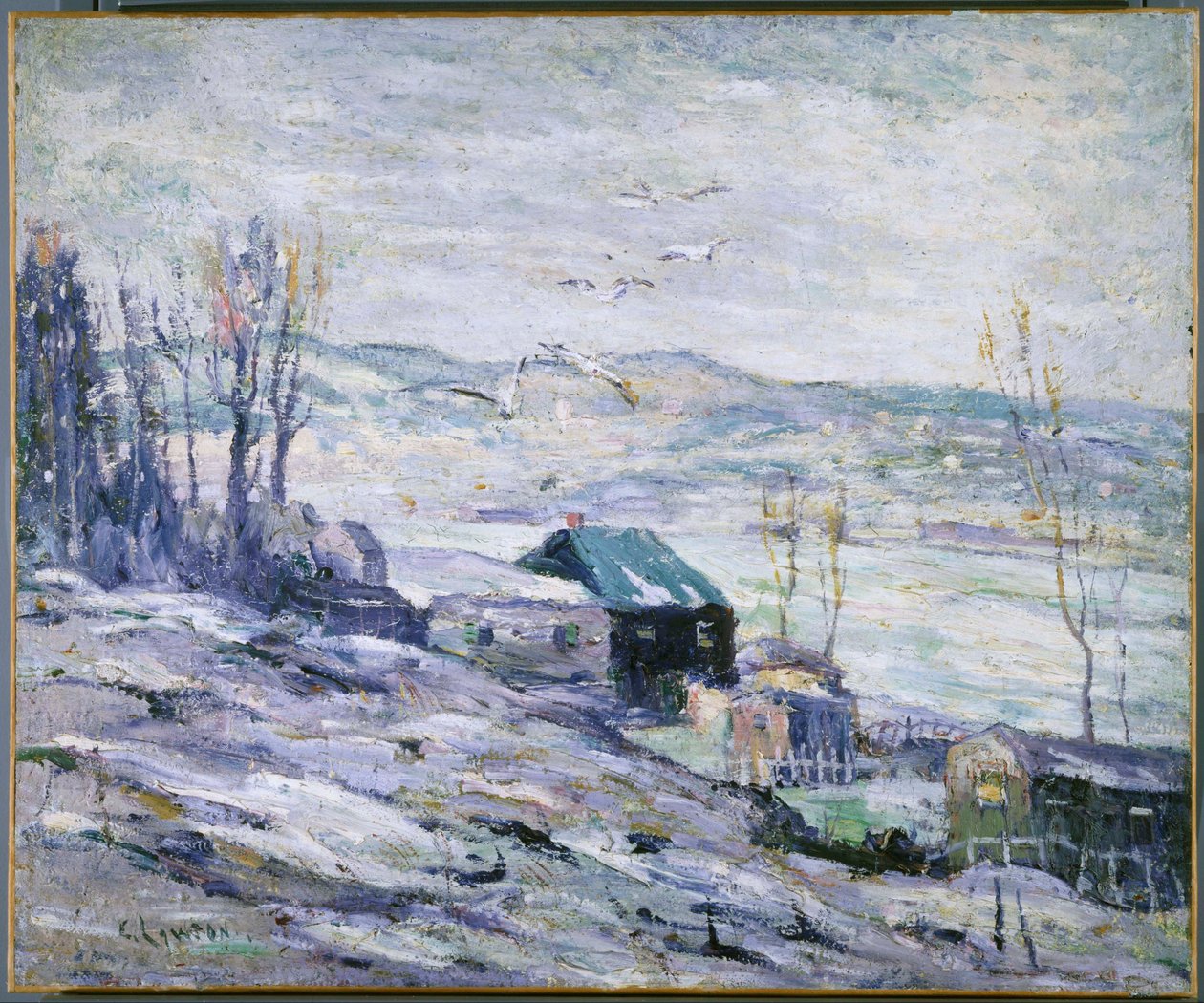 Blåsig dag, Bronx River av Ernest Lawson