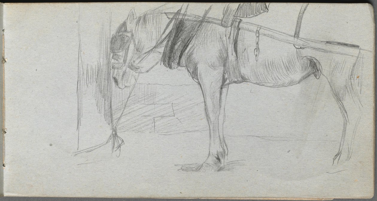Skissbok, sidan 06: Studie av en häst. av Jean Louis Ernest Meissonier